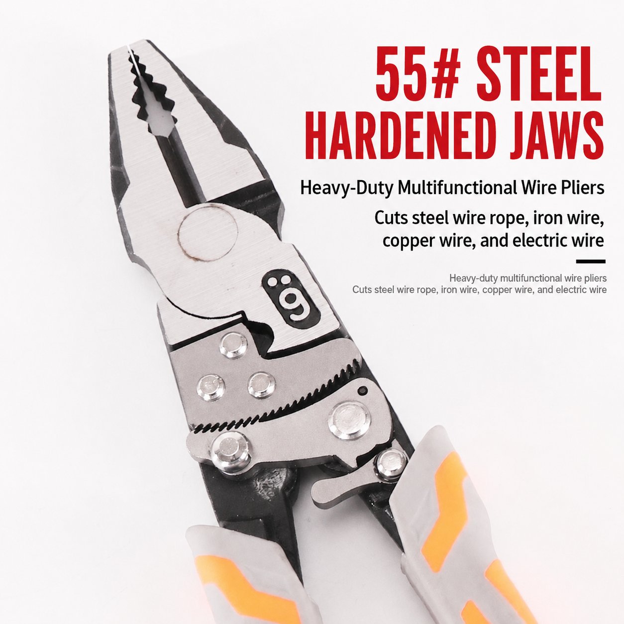 🔧 Labor-Saving Ratchet Lock Multi-Functional 55# Steel Linesman Pliers with Anti-Slip Rubber Grip