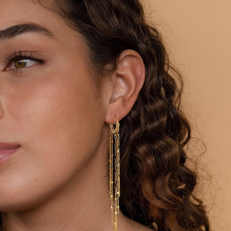 🔥Limited Time 50% Off✨14K Gold Plated Long Tassel Earrings for Women