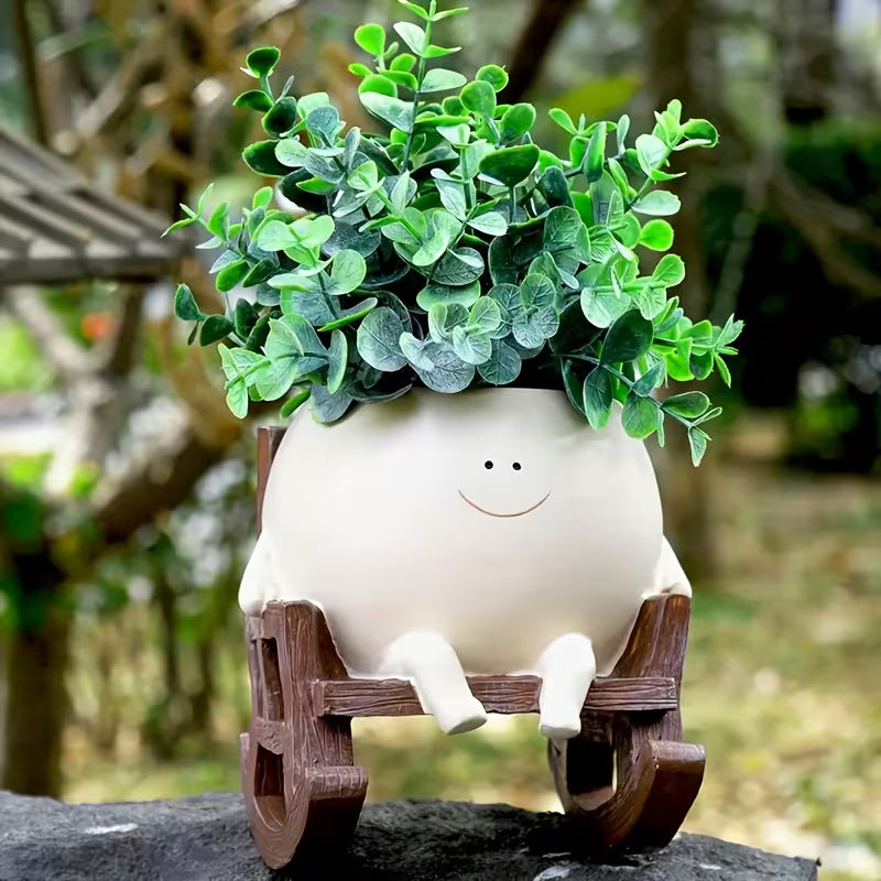 🎉Buy 2 Free Shipping😊Smiley rocking chair flower pot