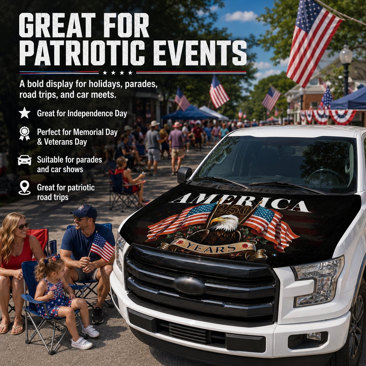 🚗Patriotic American Flag Car Hood Cover