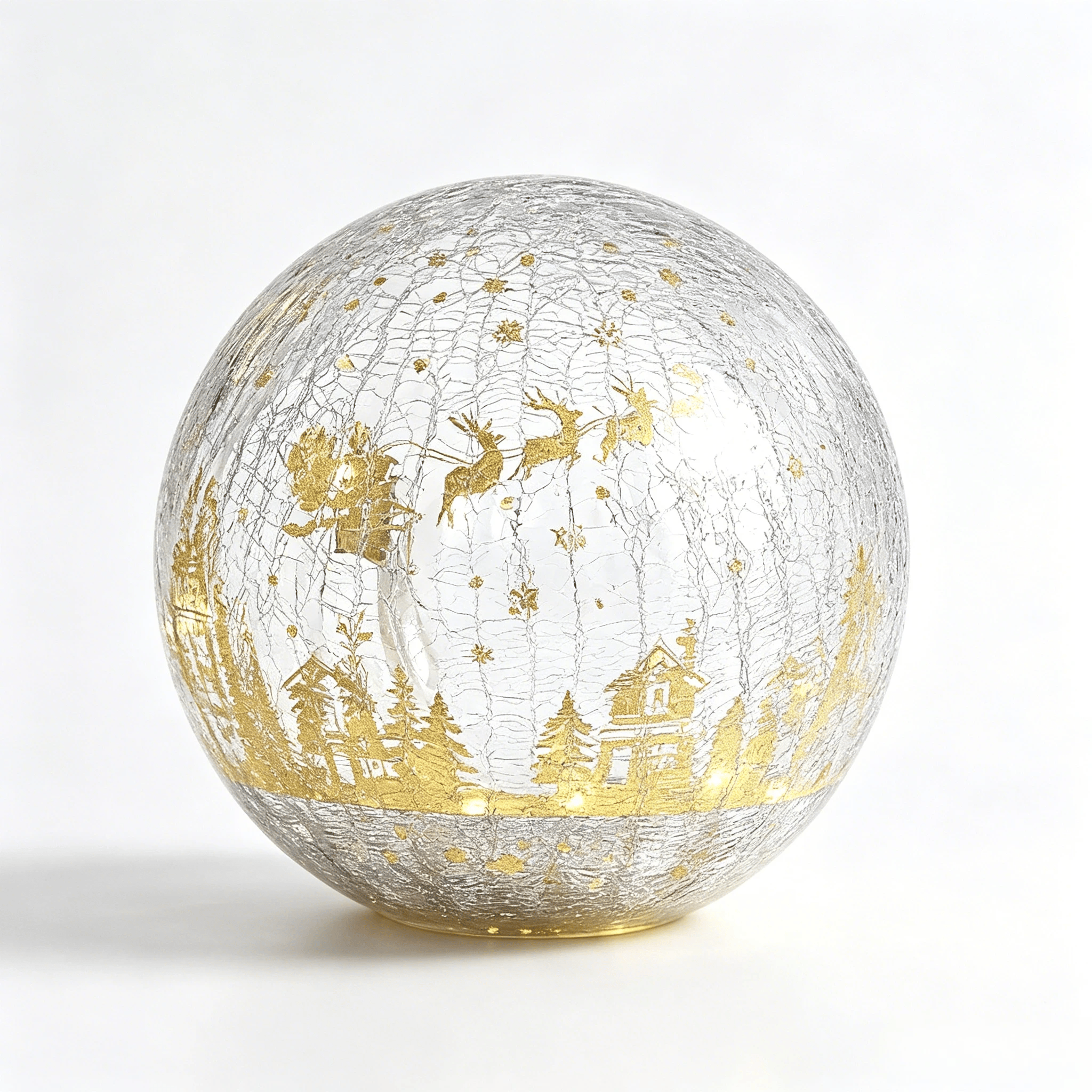 ✝️Light-up cracked glass ball with Jesus and reindeer design🫎