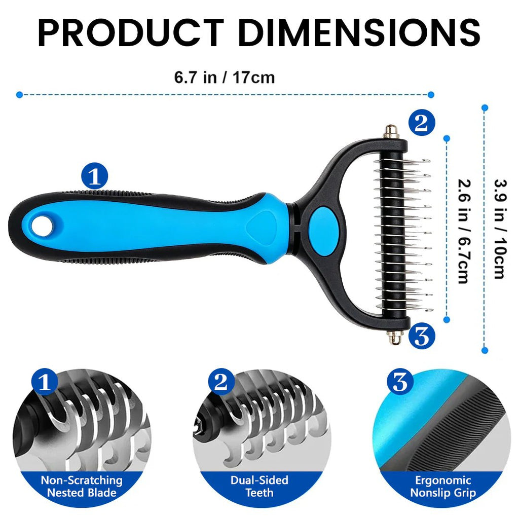 🐾 Painless Pet Grooming Brush – Double-Sided De-Shedding & Detangling  Comb