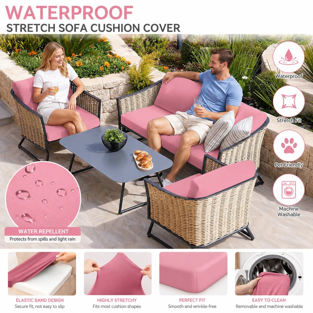 🪑 Stretch Sofa Cushion Covers Set (4 / 8 / 12 PCS)