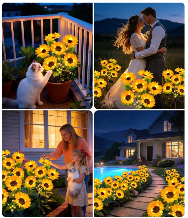 2026 UPGRADED Solar Sunflowers – Hyper-Realistic Petals, Stunning Shadow Projections & Dusk-to-Dawn Garden Magic 🌻
