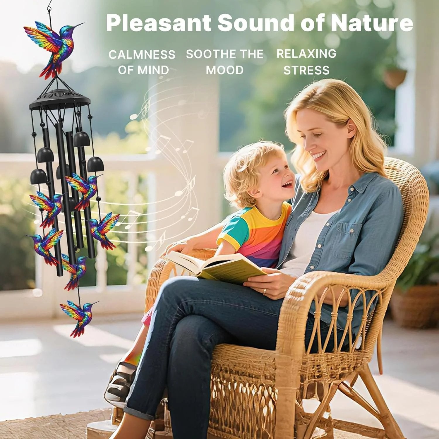 🔥Juneteenth 49% OFF-🐦Vintage Colorful Hummingbird Wind Chime with Metal Tubes and Bells