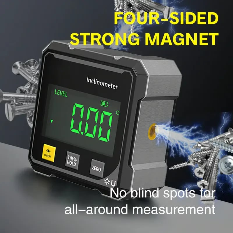 🔥LAST DAY 49% OFF - 🛠️4-Side Magnetic Digital Angle Gauge with Laser