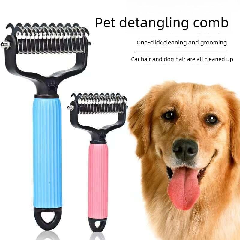 Universal Pet Detangling Comb for Dogs Grooming Tool Double-Sided Stainless Steel for Coat Care & Shedding Removal Easy to Use Essential Grooming