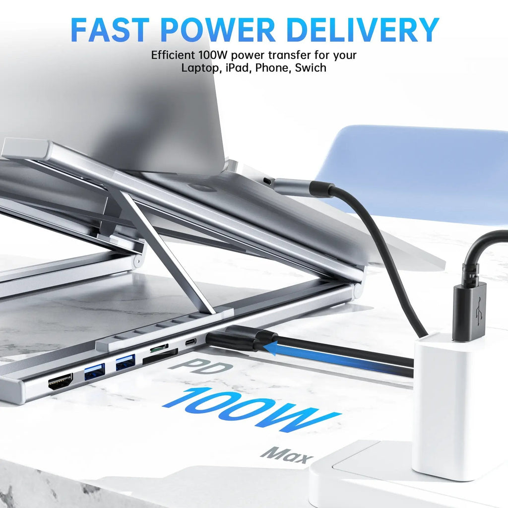 🔥Limited-time discount of 49%🔥8-in-1 USB-C Laptop Stand — with Multifunctional Docking Station💻