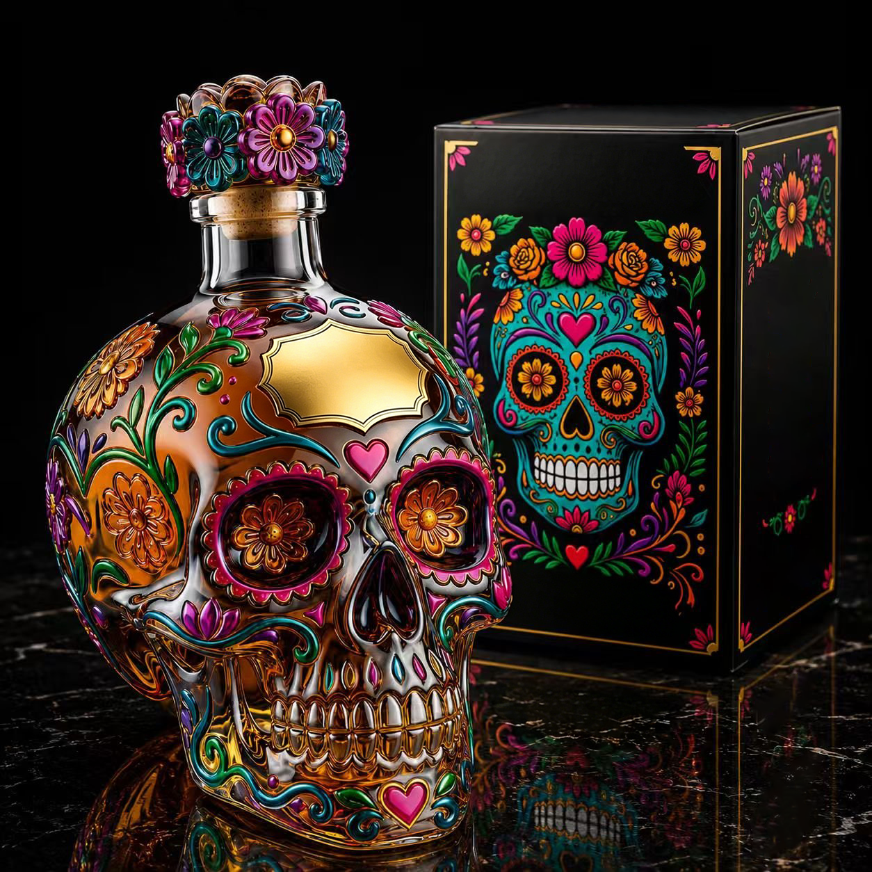 🔥🍷Limited edition Day of the Dead tequila bottle🎁