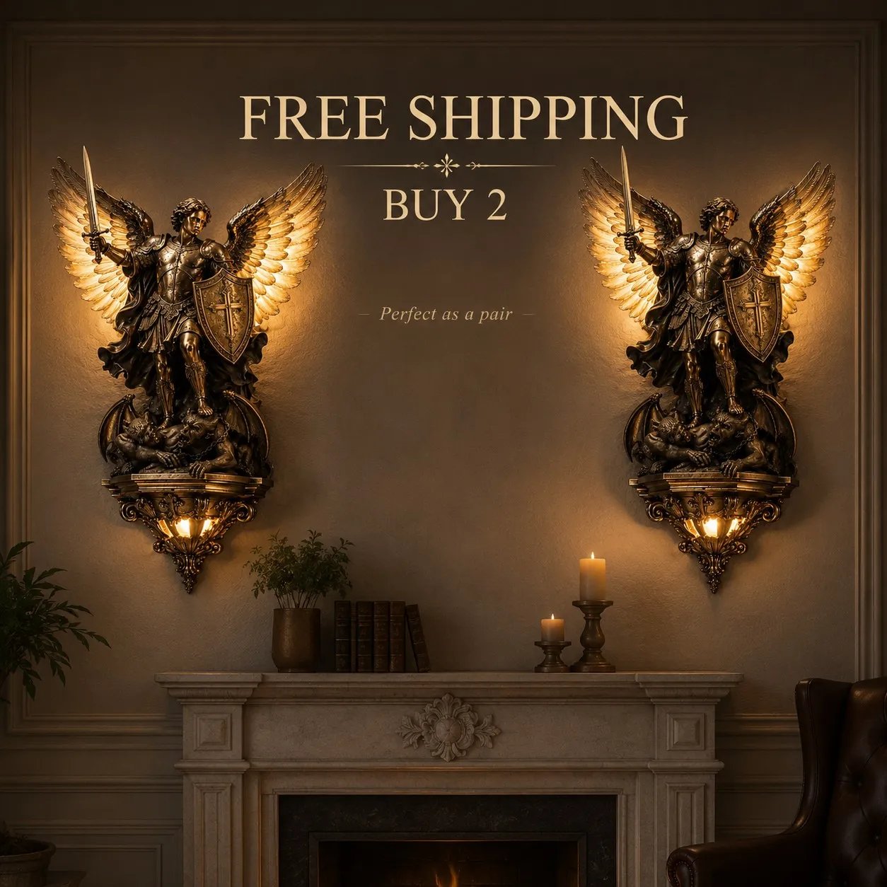 🔥LAST DAY 50% OFF⏰-St. Michael Guardian Angel Wall Light🕊️
