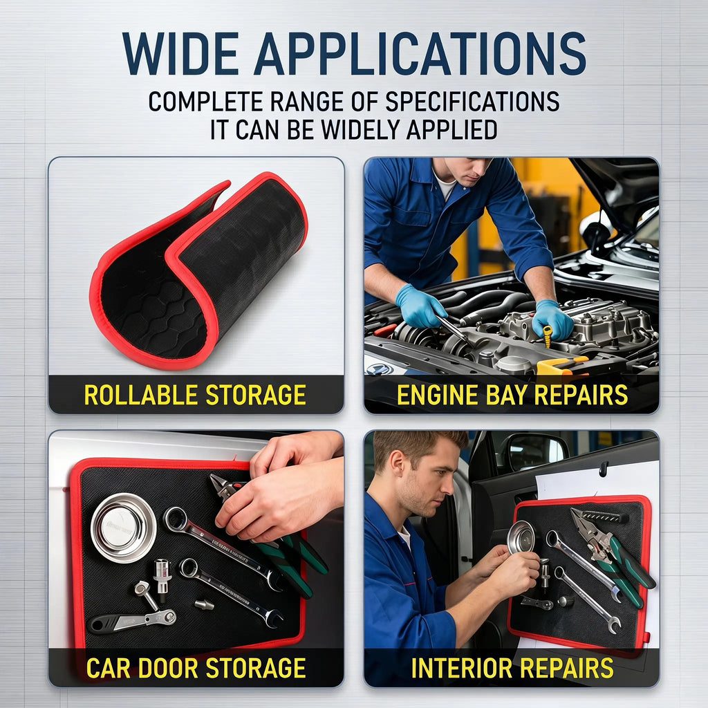 Magnetic Tool Mat & Holder | 12.8"x9.8" Flexible Magnetic Tray for Garage Workshop, Scratchproof PVC Surface with Non-Slip Grip | Auto Repair, Toolbox Organizer for Mechanics & DIY fathersdaygift