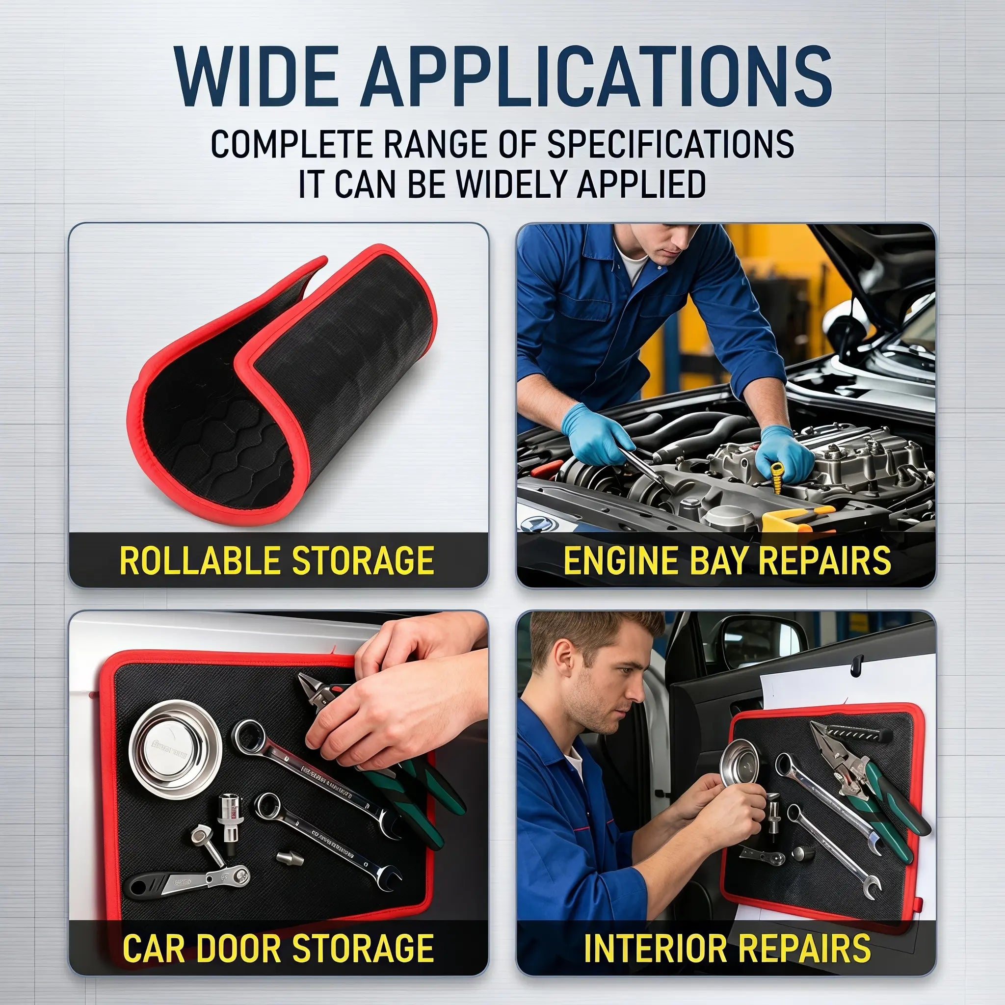 Magnetic Tool Mat & Holder | 12.8"x9.8" Flexible Magnetic Tray for Garage Workshop, Scratchproof PVC Surface with Non-Slip Grip | Auto Repair, Toolbox Organizer for Mechanics & DIY fathersdaygift