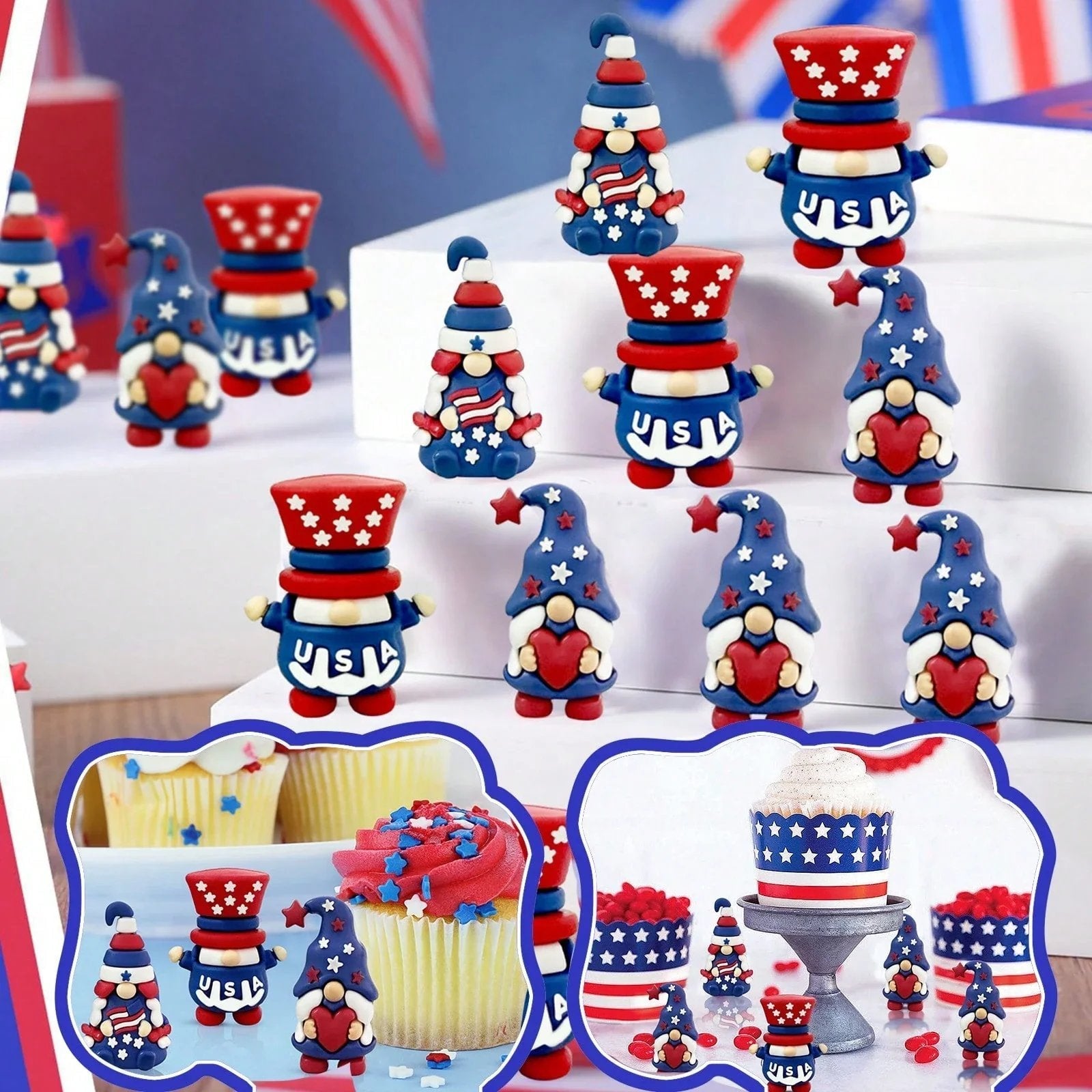 Patriotic gnome figurine, July 4th gift