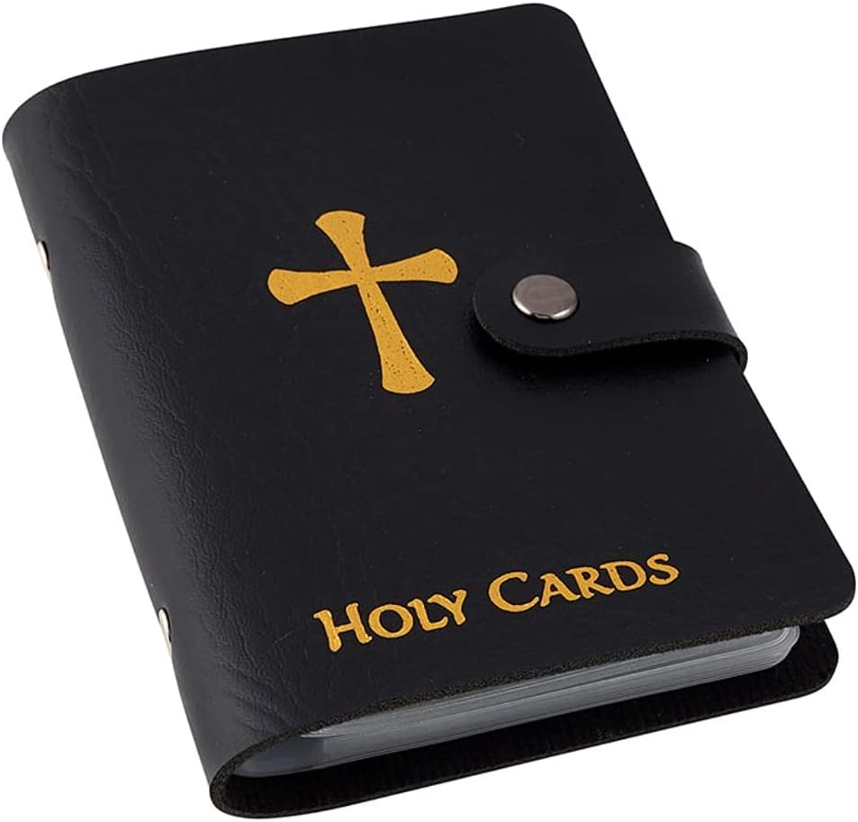 ✝️ Catholic Genuine Leather Holy Card Holder – Pocket Prayer Card Organizer with Snap Closure!!!