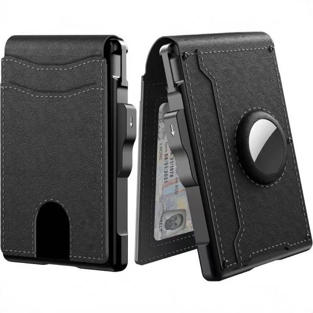✨New Wallet for Men - Pop Up Case, Cash Slot, and Credit Card Slot - Aluminum Wallet with RFID Blocking, Minimalist Leather Wallet Front Pocket with ID Window
