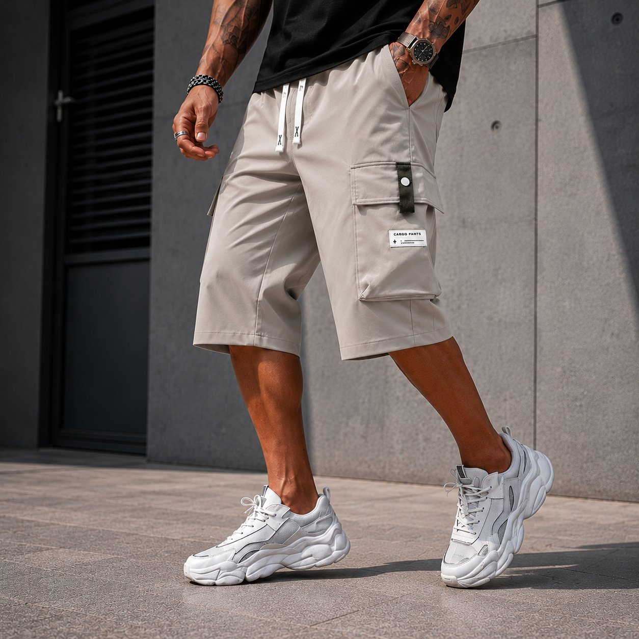 ⏳LAST DAY SALE 57% OFF !!📢Men's Casual Drawstring Capri Cargo Pants 🔥Buy 2 Get Free Shipping !