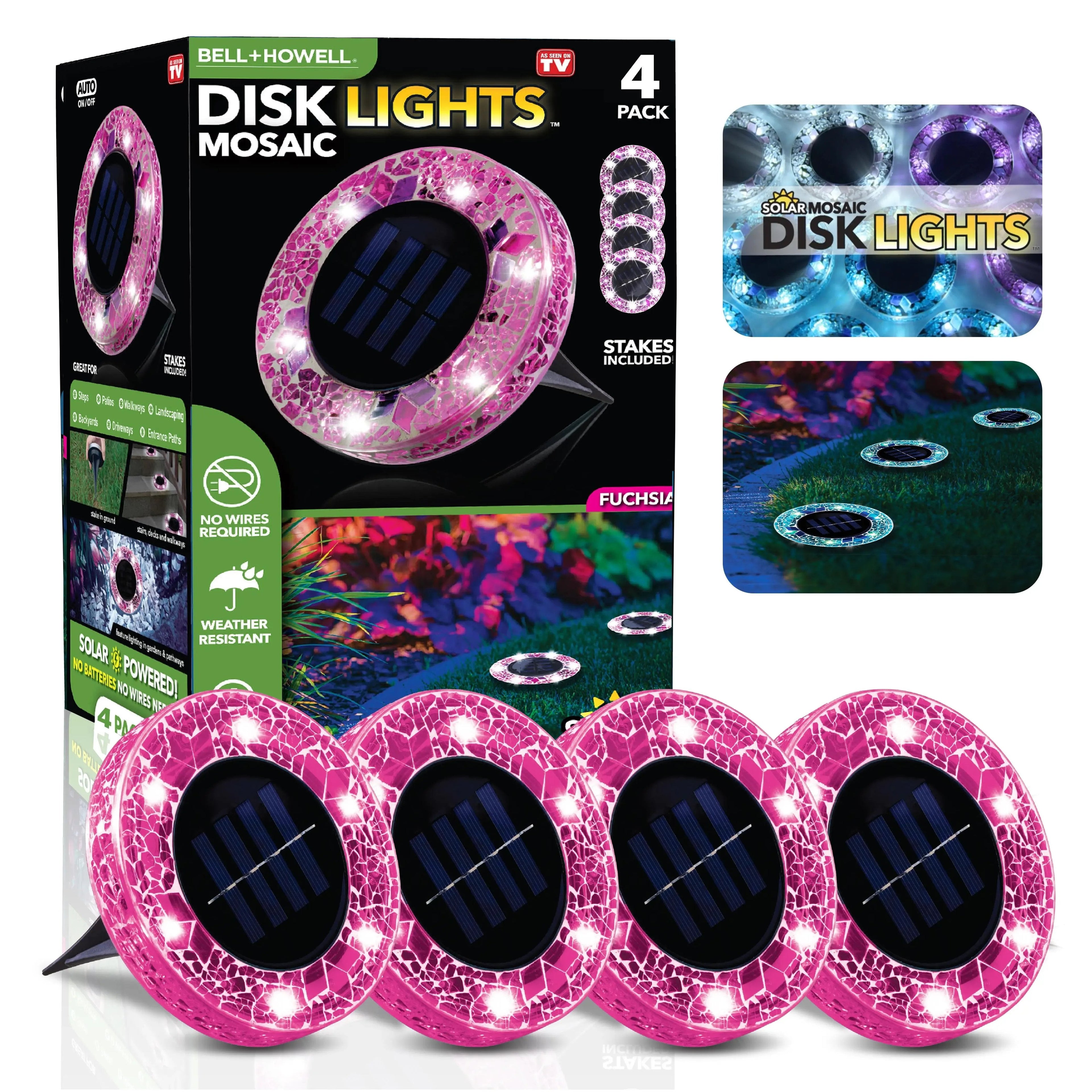 ✨4/8 Pack Solar Outdoor Mosaic Disk Lights, Waterproof Decorative Pathway LED Light