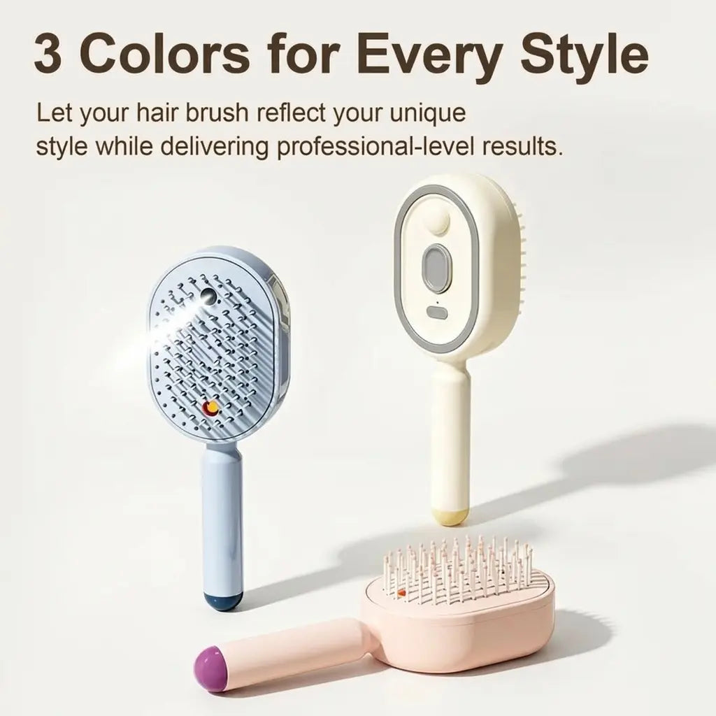 Electric Spray Air Cushion Massage Comb – Self-Cleaning, Anti-Tangle, Anti-Static, Volumizing Hair Brush with Essential Oil Mist Aromatherapy for Hair Care