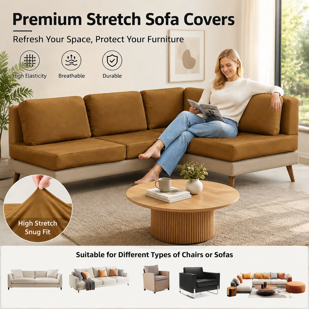 🪑 Stretch Sofa Cushion Covers Set (4 / 8 / 12 PCS)