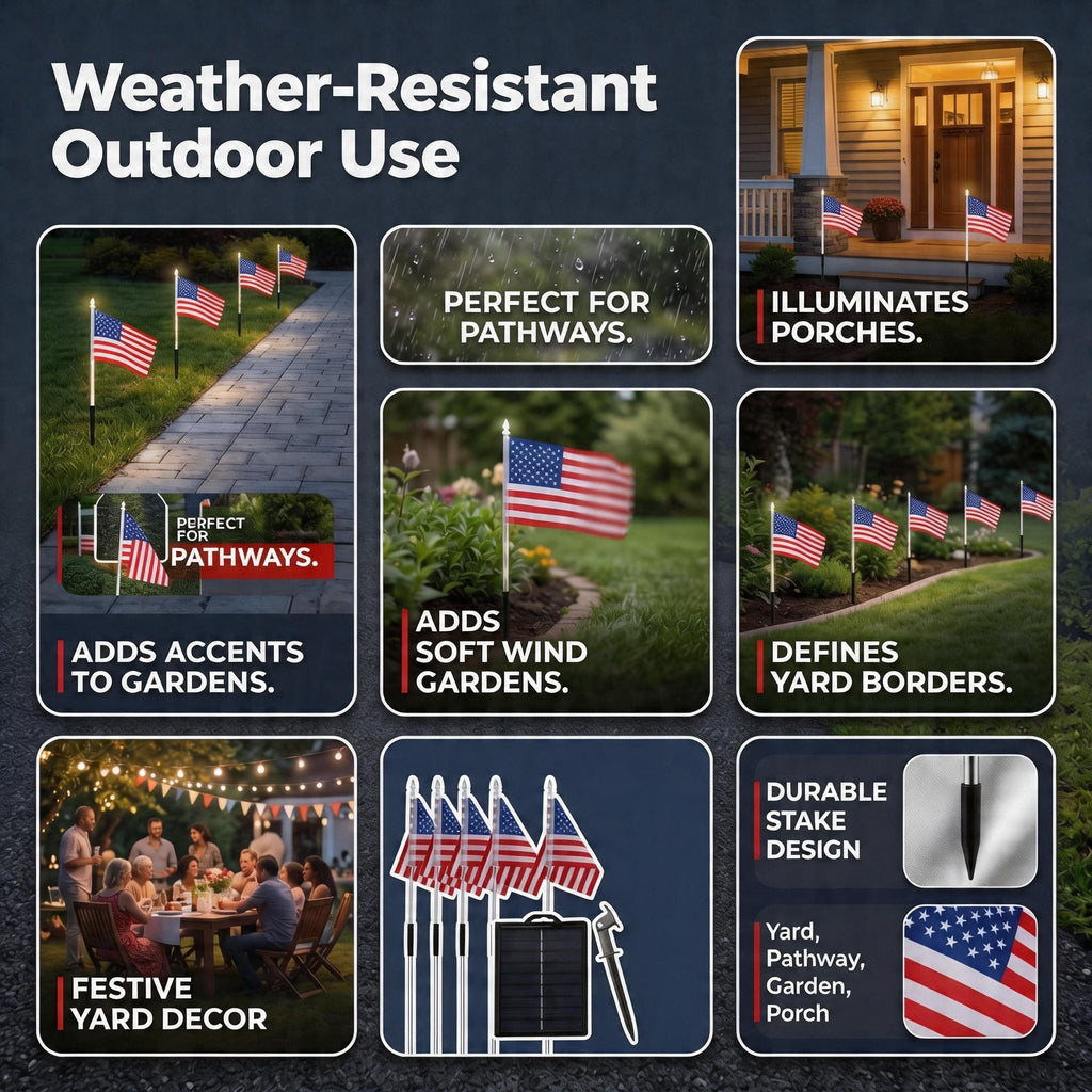 💕8-in-1 American Flag Solar Lights