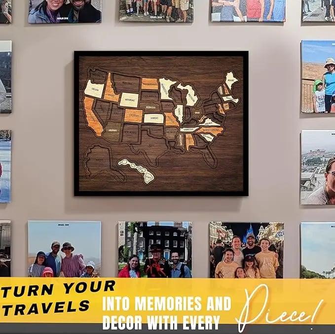 🔥Last Day 49% OFF -❤️Wooden USA Travel Map Puzzle🧩A Stylish Way to Track Your Journey & Memories