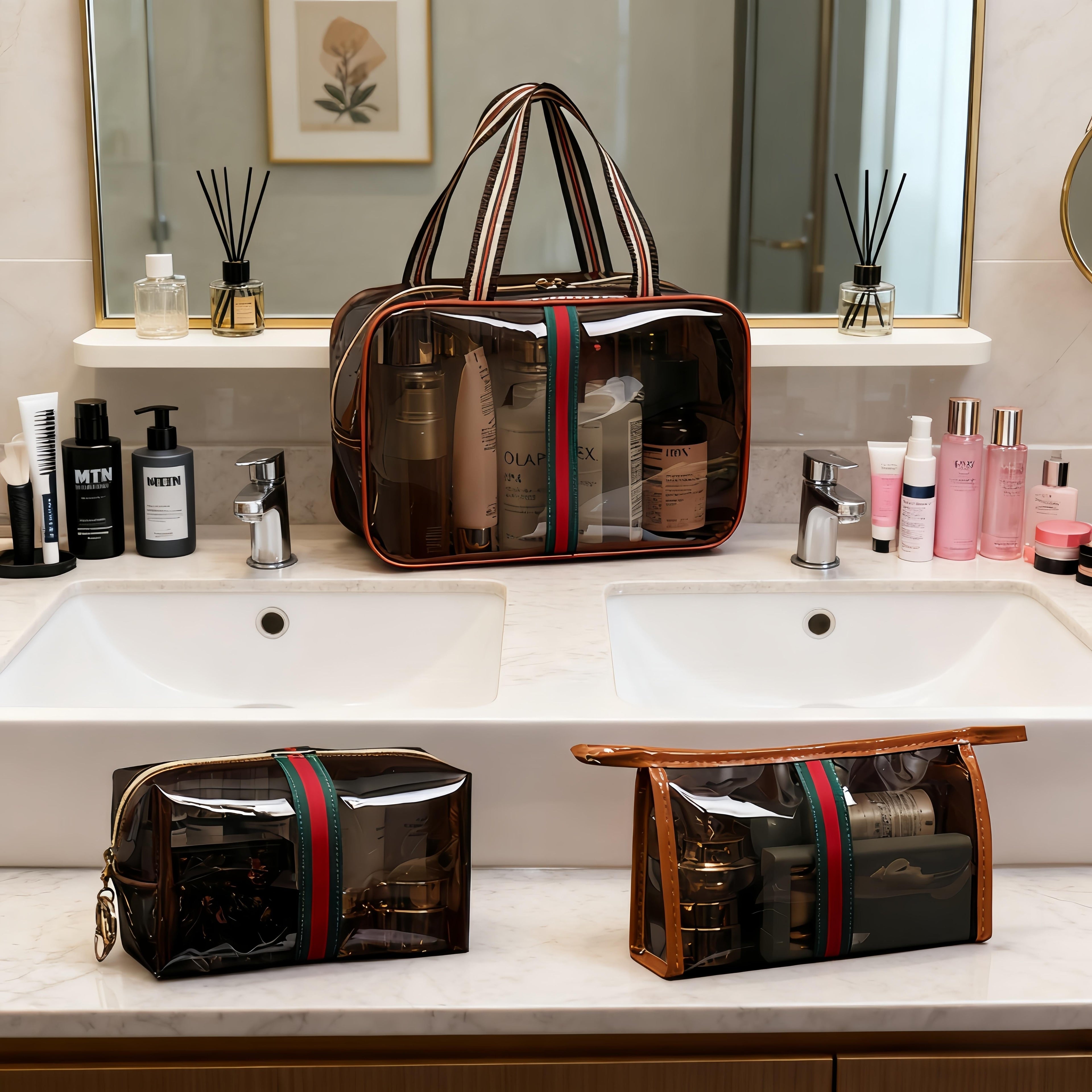 💕Hot sale 49% OFF💖✨ 3PCS New Retro Vintage Vanity Bag, Large Capacity Makeup Organizer for Women