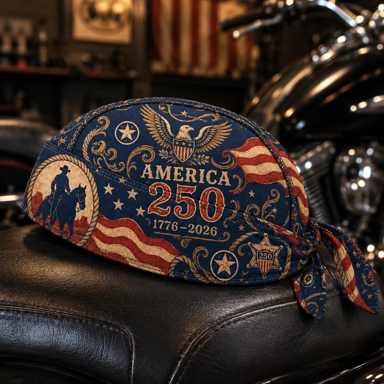 🕊️America 250 Cycling Pirate Hat / Biker Headwrap