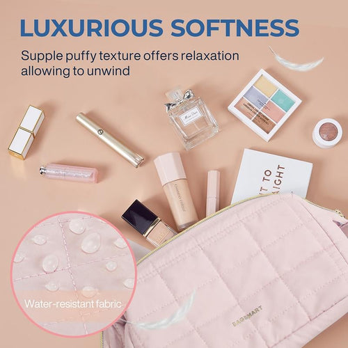 2026 NEW ARRIVAL🔥Puffy Padded Travel Cosmetic Organizer , Wide-Open Makeup Case for Toiletries, Accessories