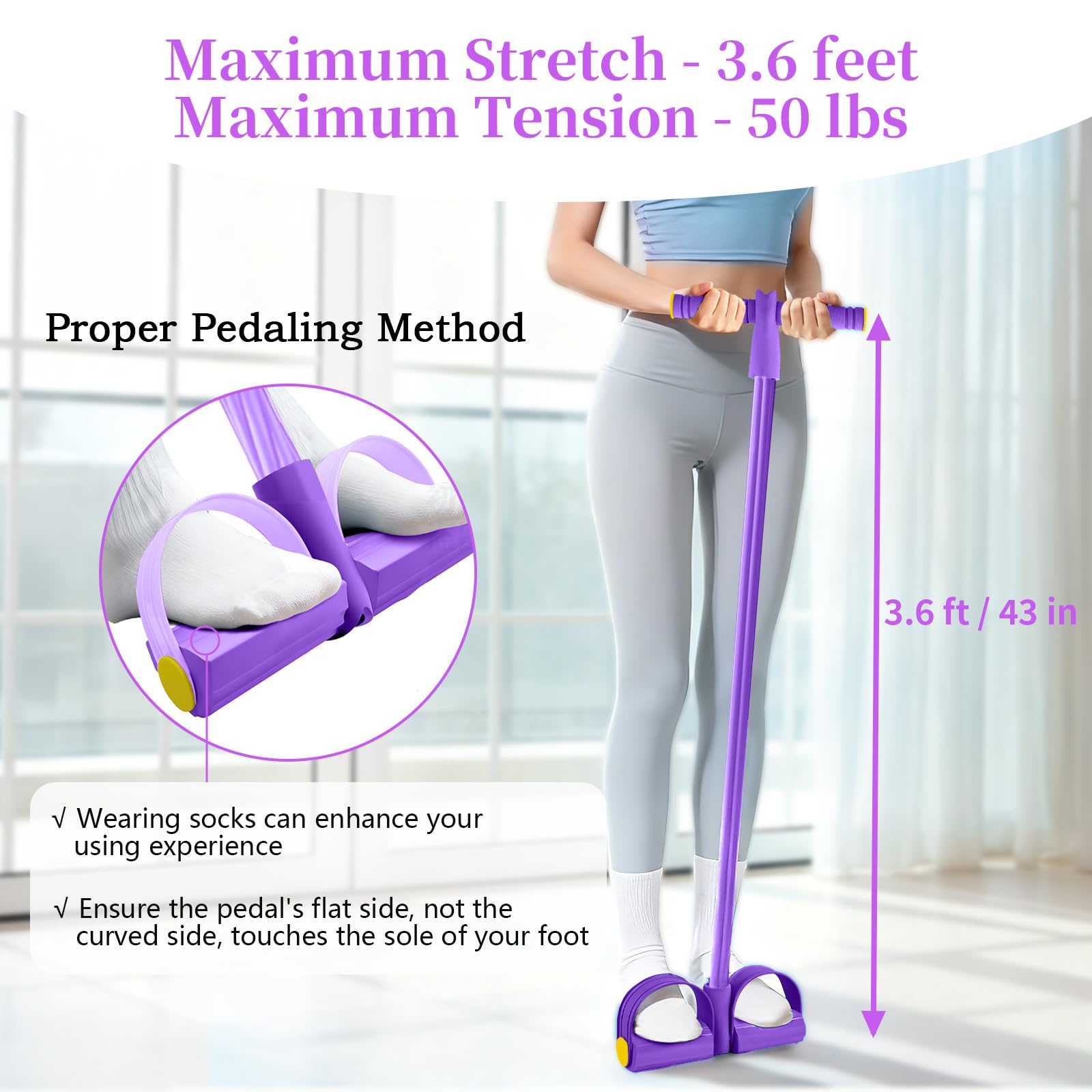 Multifunction Pedal Resistance Trainer with 6 Tubes