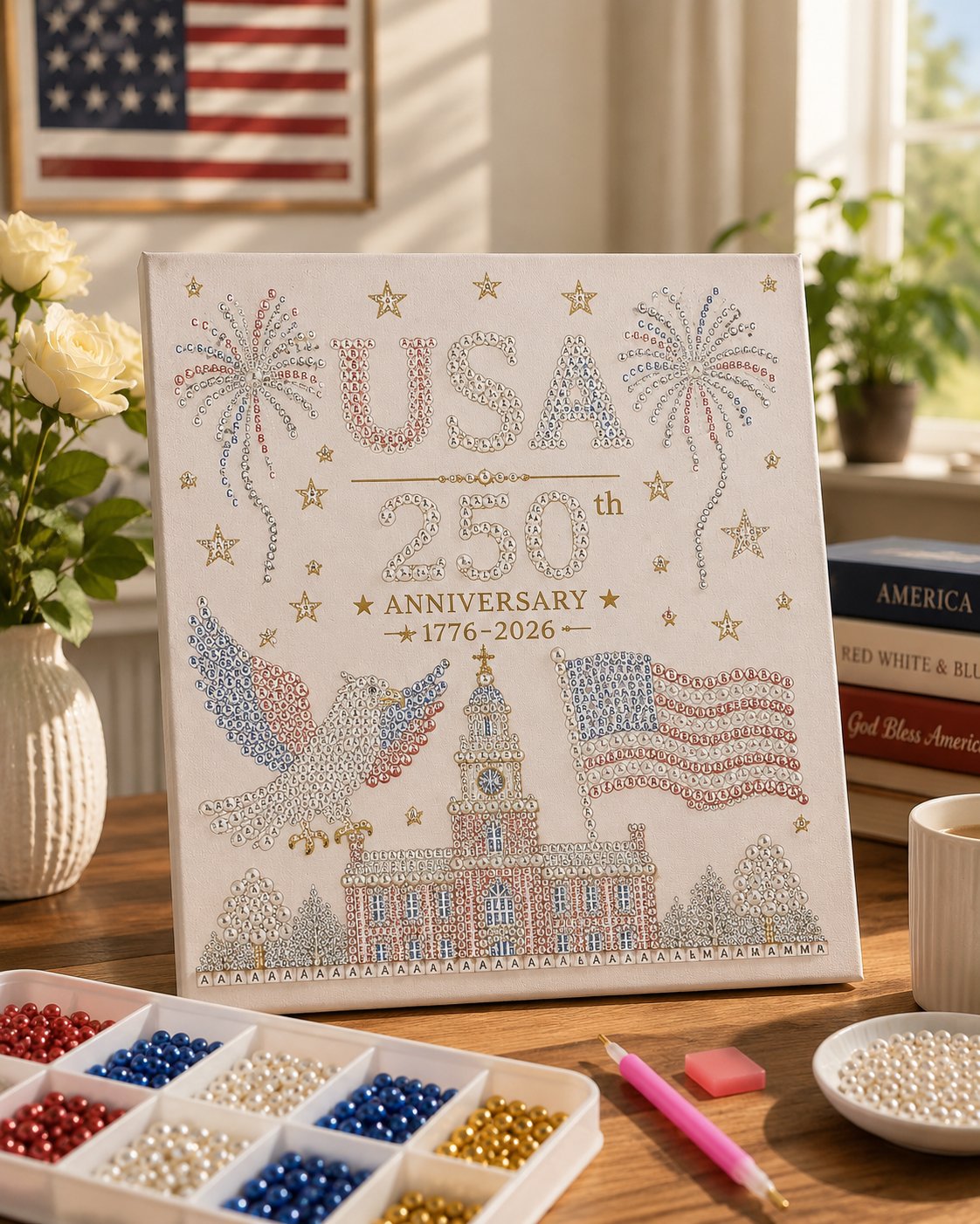 🔥LAST DAY 50% OFF - 🇺🇸 USA 250th Anniversary DIY Pearl Painting Kit ✨❤️‍🔥