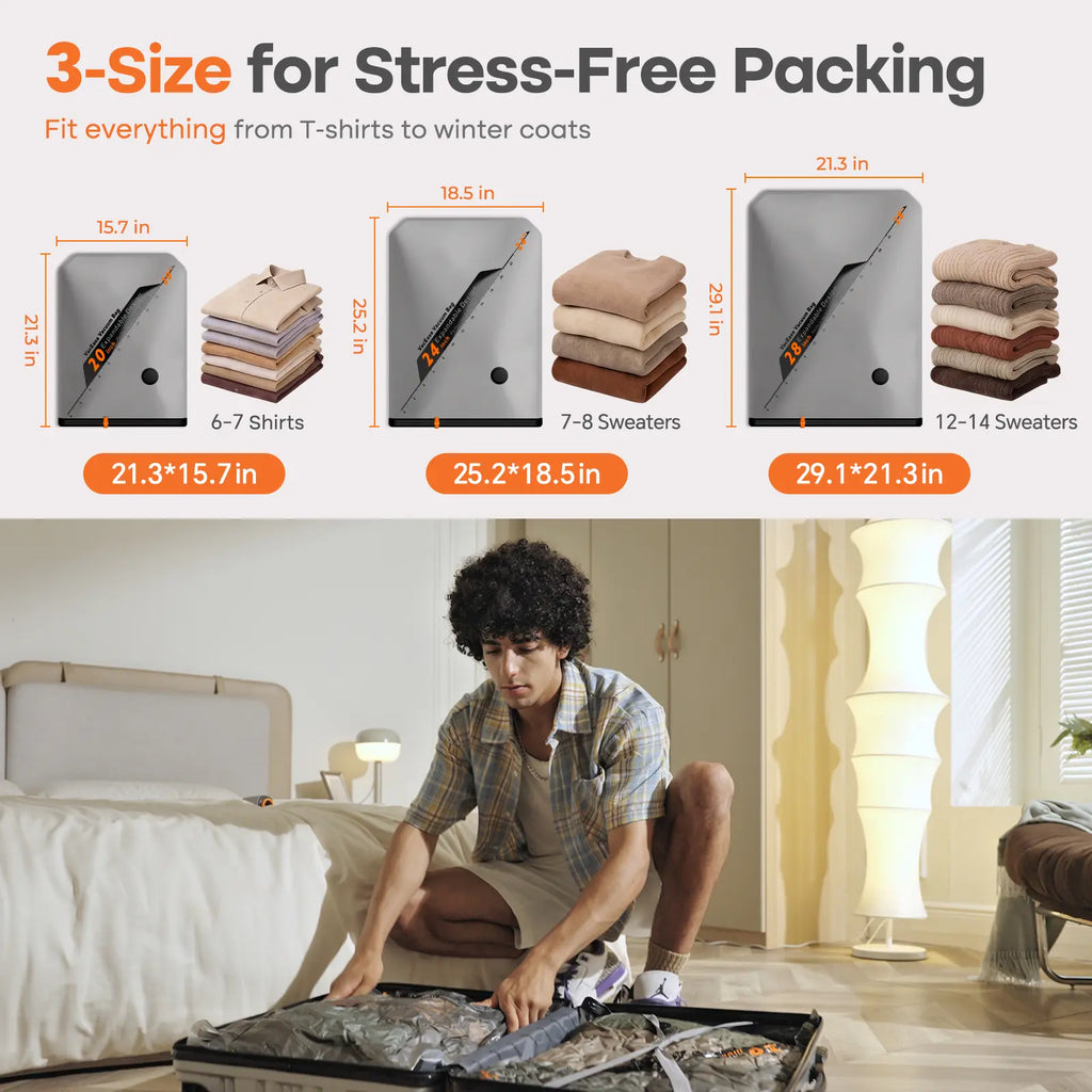🔥Summer Vibes – X8 Cordless Vacuum Pump + 20 Bags, Rechargeable, Space Saver for Travel & Home
