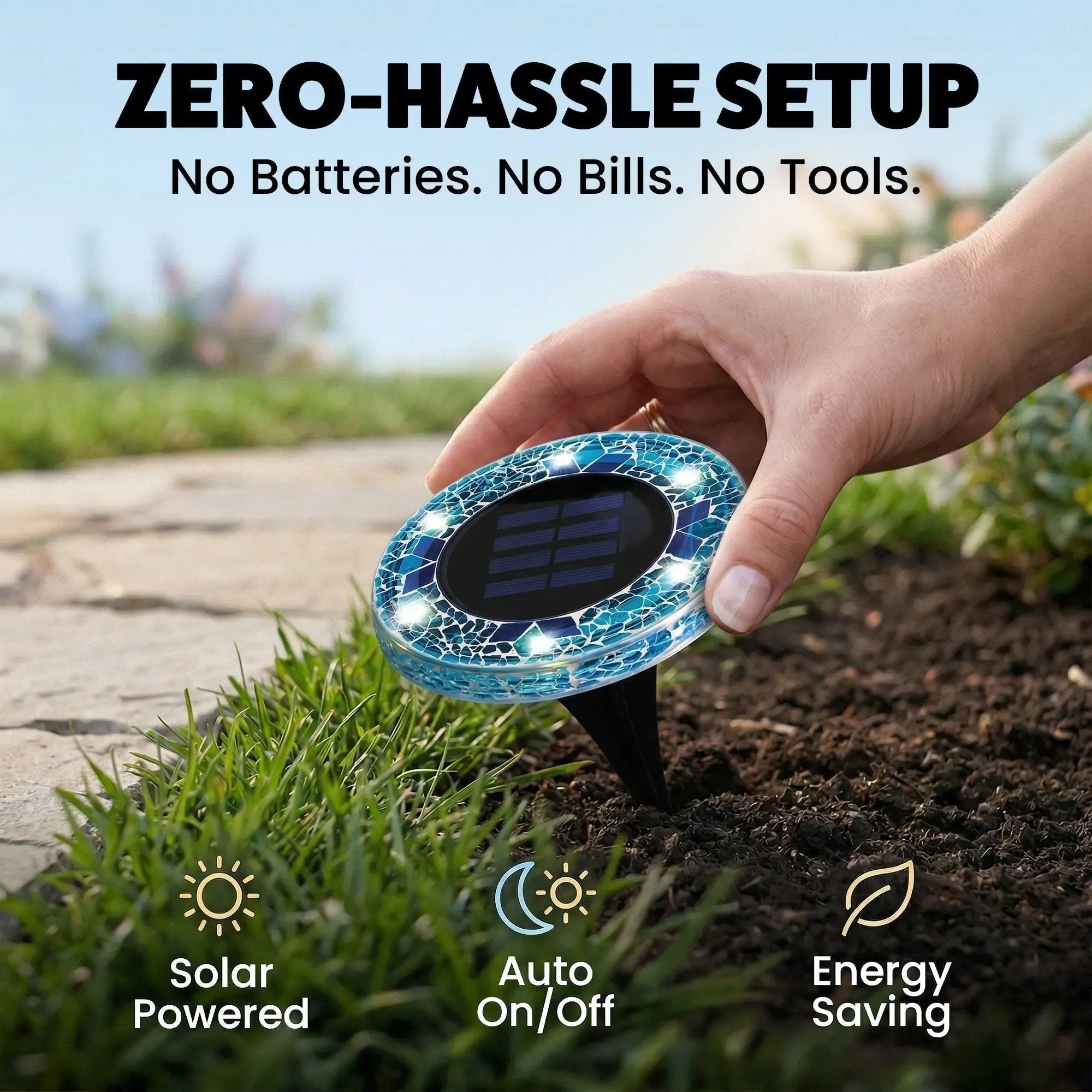 ✨4/8 Pack Solar Outdoor Mosaic Disk Lights, Waterproof Decorative Pathway LED Light