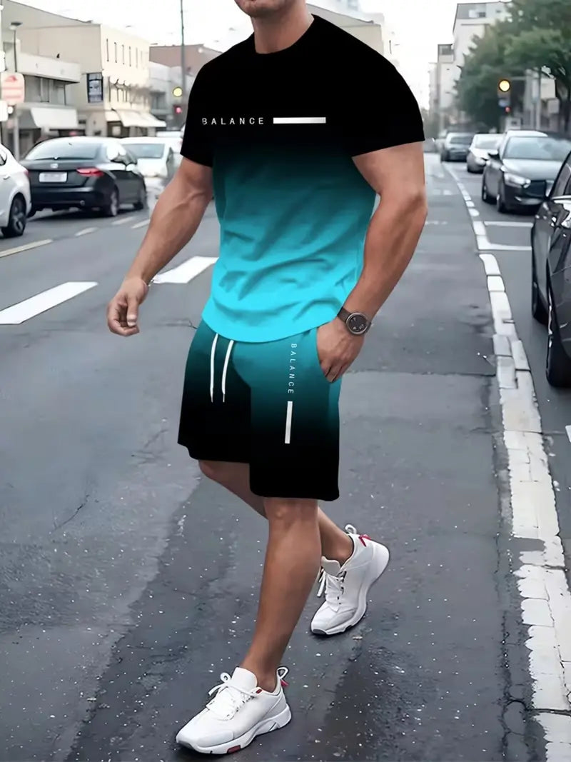 🔥Best Gift For Father's Day 🎁Men's Gradient Fitness 2-Piece Set