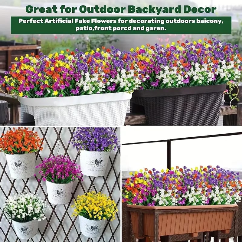 🌸UV Resistant Artificial Flowers – Fade-Free & Colorful for Garden, Patio, Home Decor