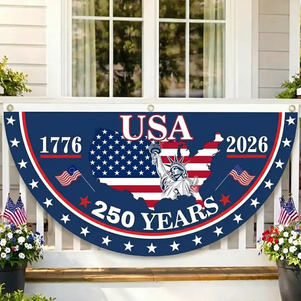 🗽USA 250th Anniversary Flag Half Round Banner🦅