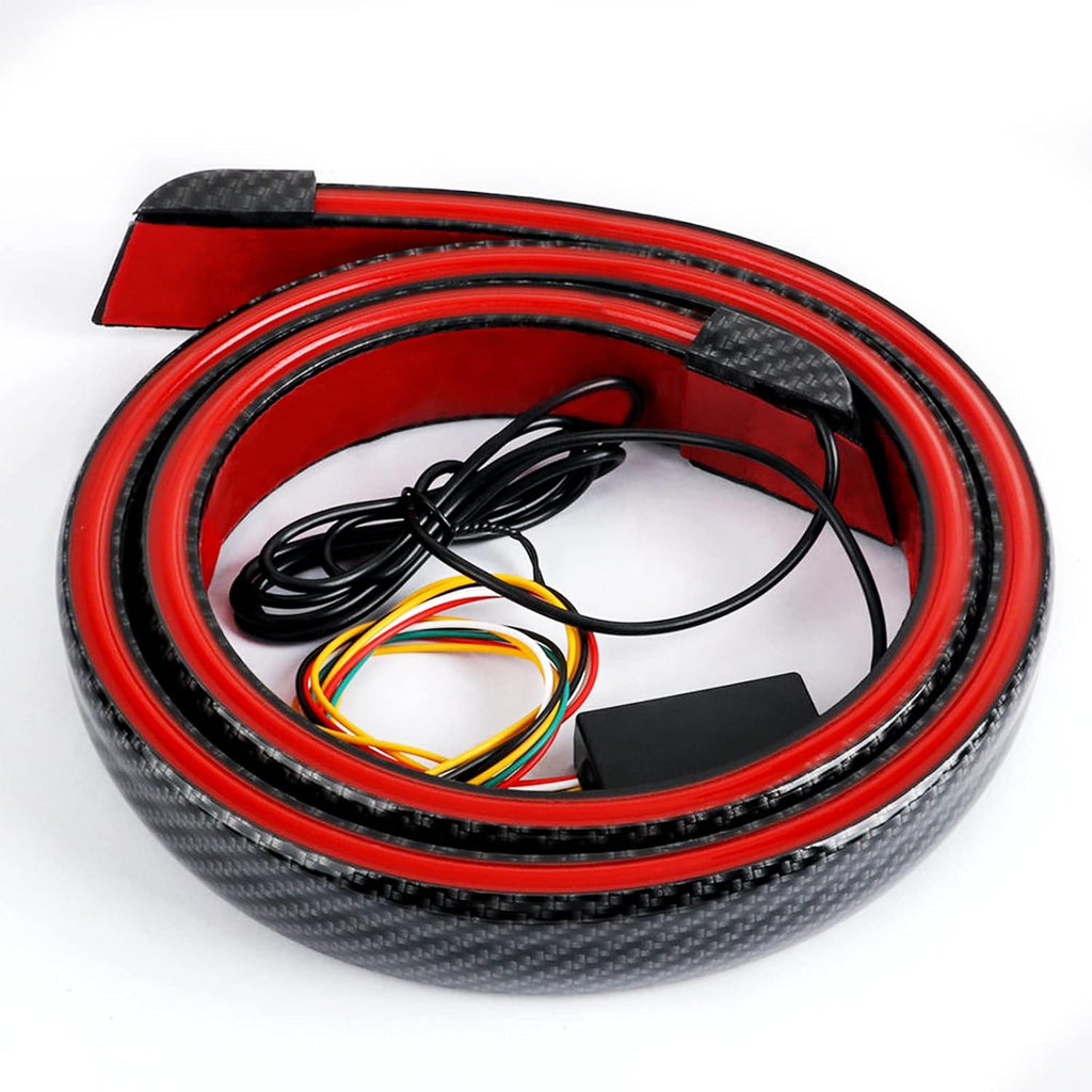 🏎️ 47Inch(1.2M) Carbon Fiber LED Spoiler Light Strip | 5-in-1 Sequential Flashing Third Brake Tail Light for Universal Cars