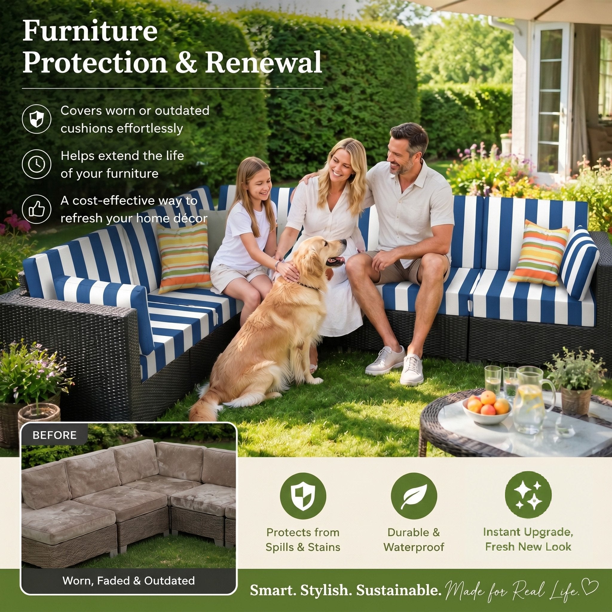 Outdoor Patio Sofa Cushion Covers 🛋️