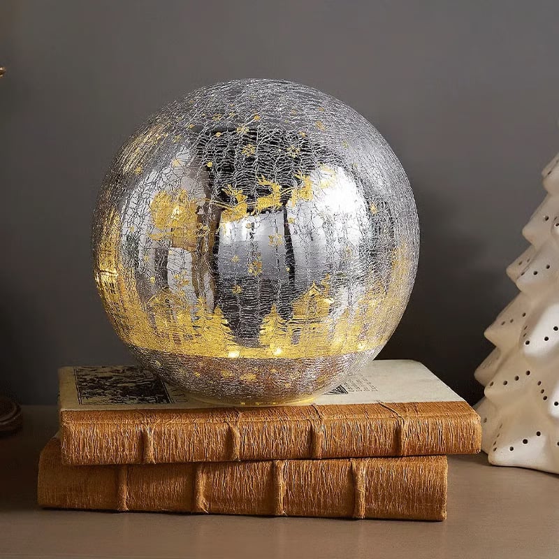 ✝️Light-up cracked glass ball with Jesus and reindeer design🫎