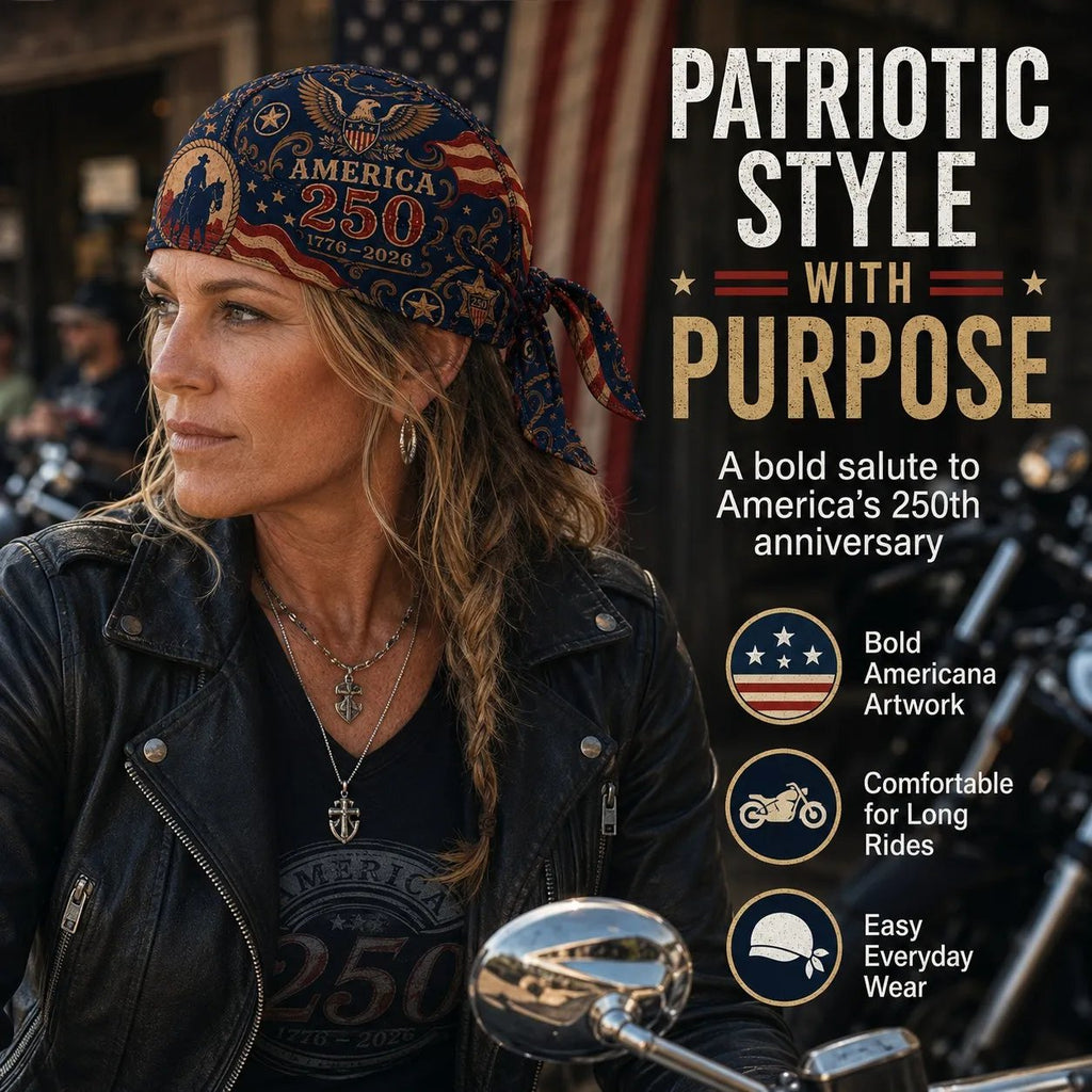 🕊️America 250 Cycling Pirate Hat / Biker Headwrap