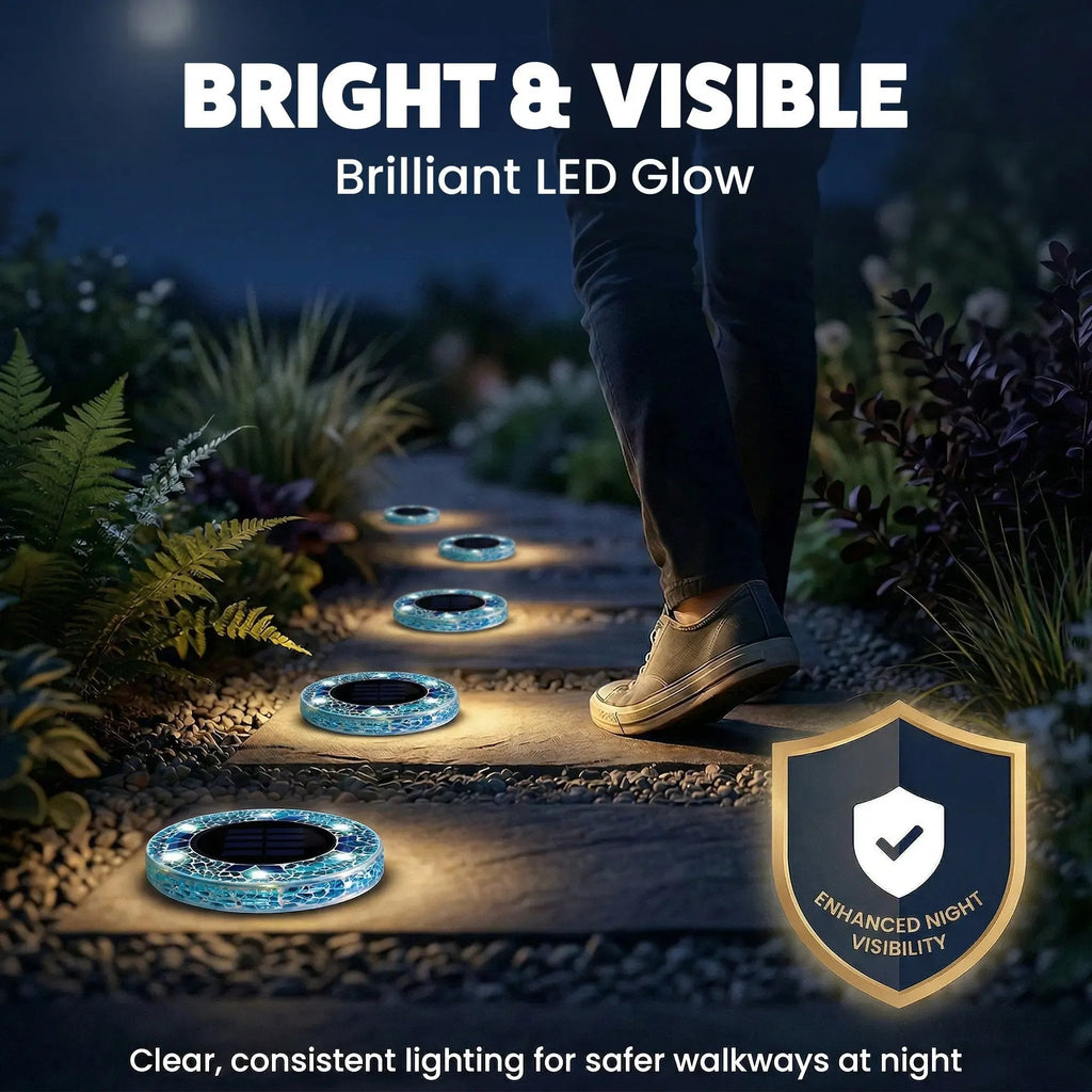 ✨4/8 Pack Solar Outdoor Mosaic Disk Lights, Waterproof Decorative Pathway LED Light