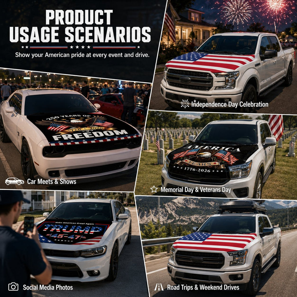 🚗Patriotic American Flag Car Hood Cover