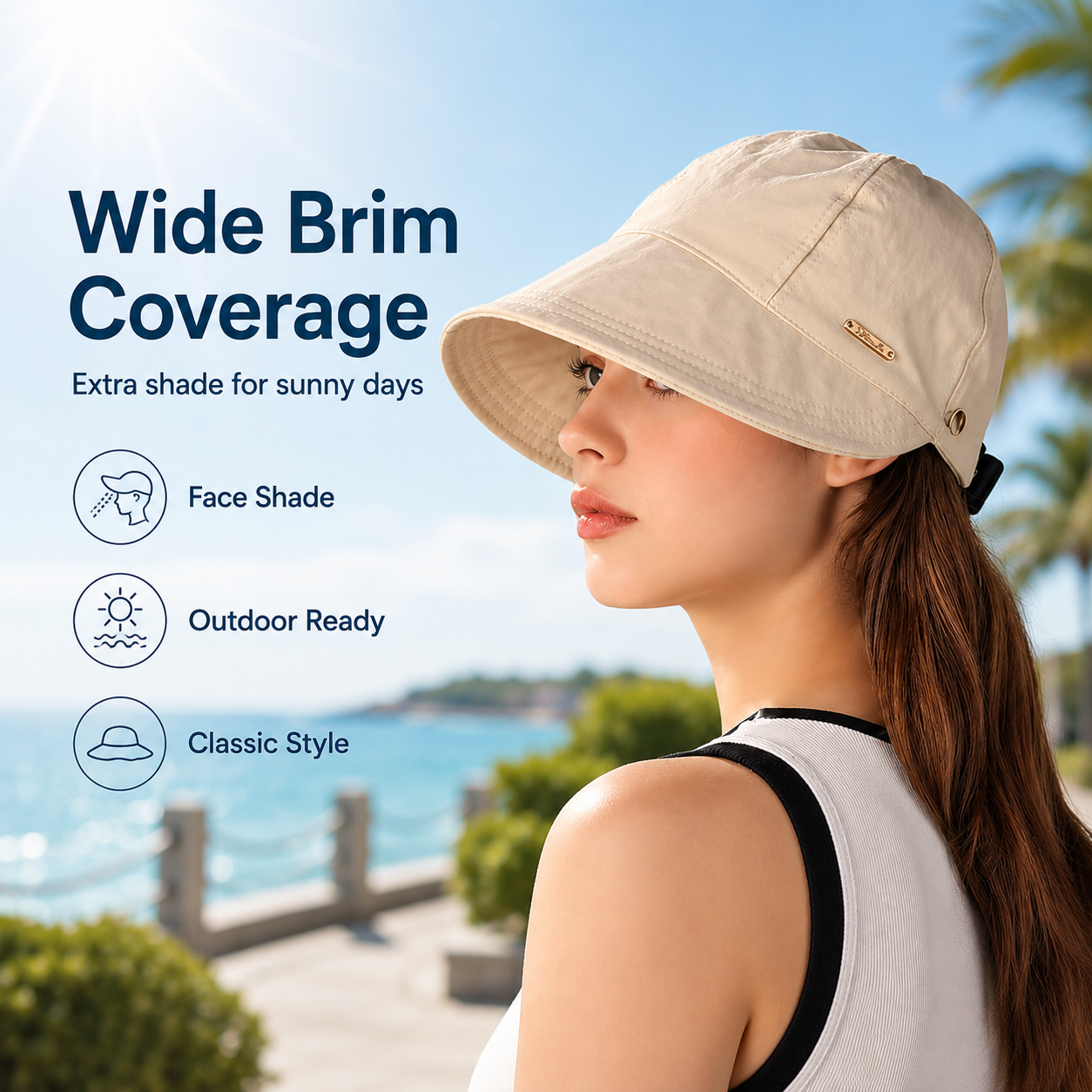 Women’s Ponytail Sun Hat – Lightweight Wide Brim Outdoor Cap for Beach, Travel & Gardening