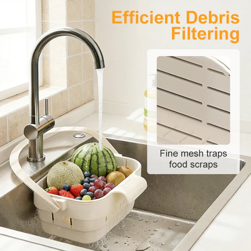 Collapsible Faucet-Hanging Sink Strainer Basket