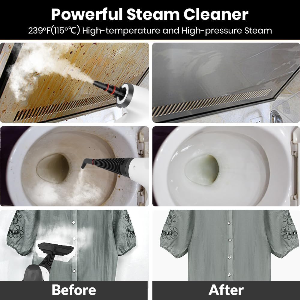 💨Powerful Steam Cleaner – 115°C (239°F) High-Temperature &amp; High-Pressure Steam