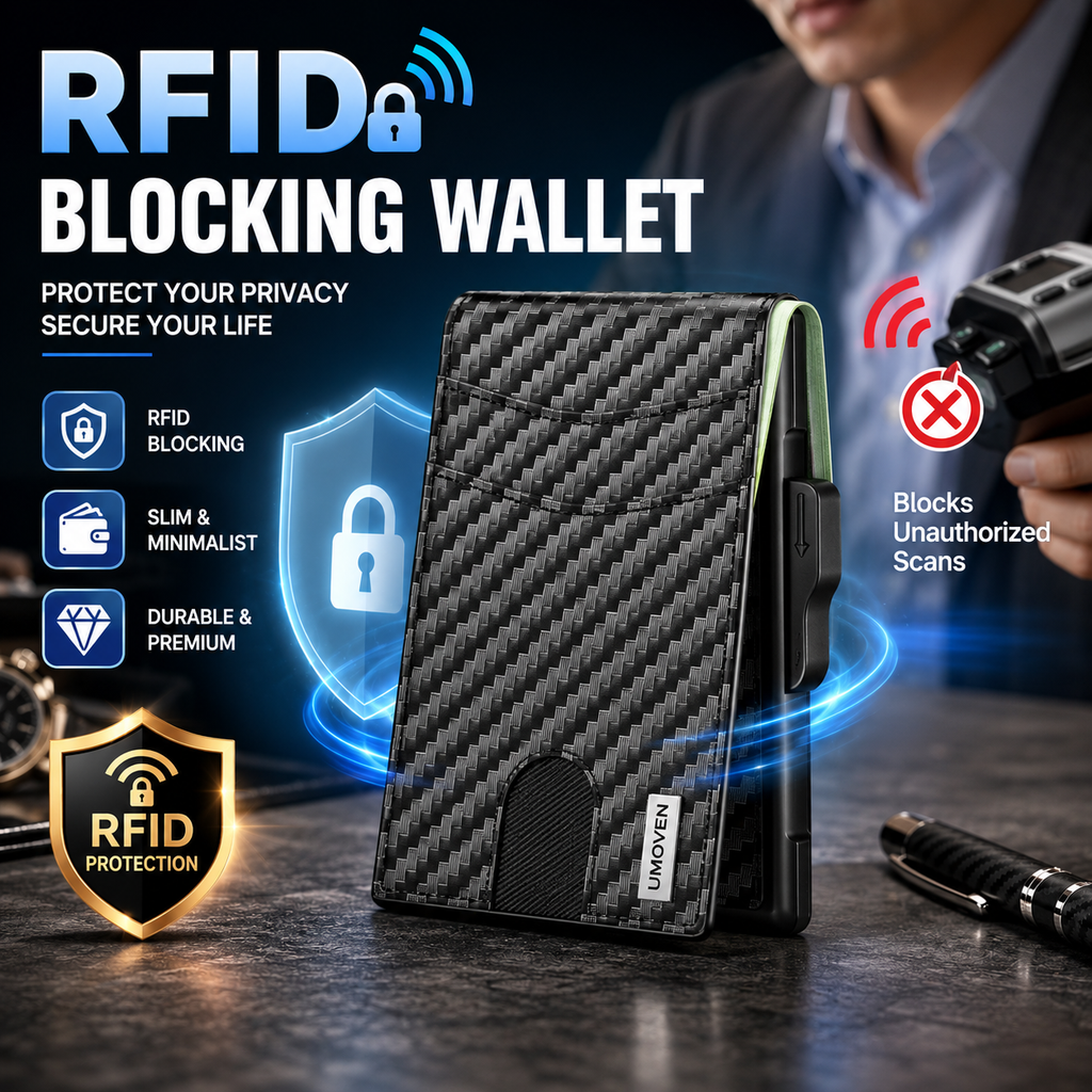💼🔒Premium Aluminum RFID Blocking Minimalist Wallet for Men - Pop-Up Card Access, ID Window