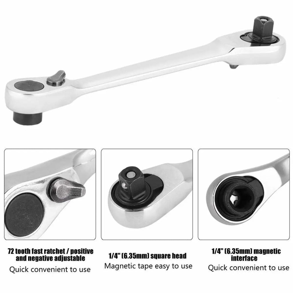 🔥Limited-time discount of 49%🔥1/4-inch Mini Double-Ended Ratchet Wrench, Silver, 72 Teeth, 5° Quick Release Tool🔧