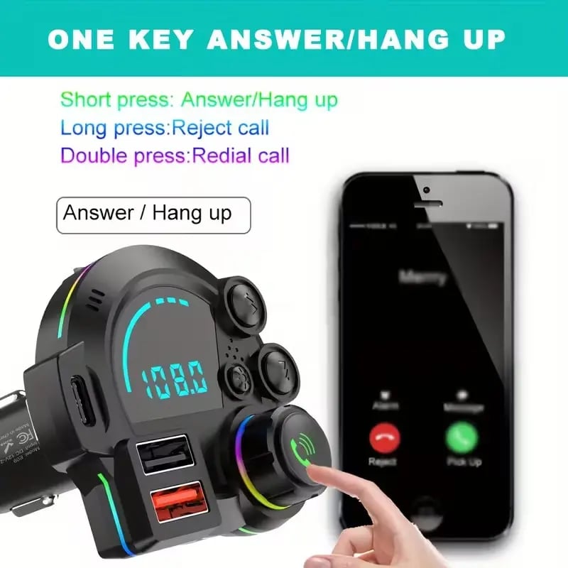Bluetooth 5.3 Car Adapter Charger, 4-Port Fast Charging