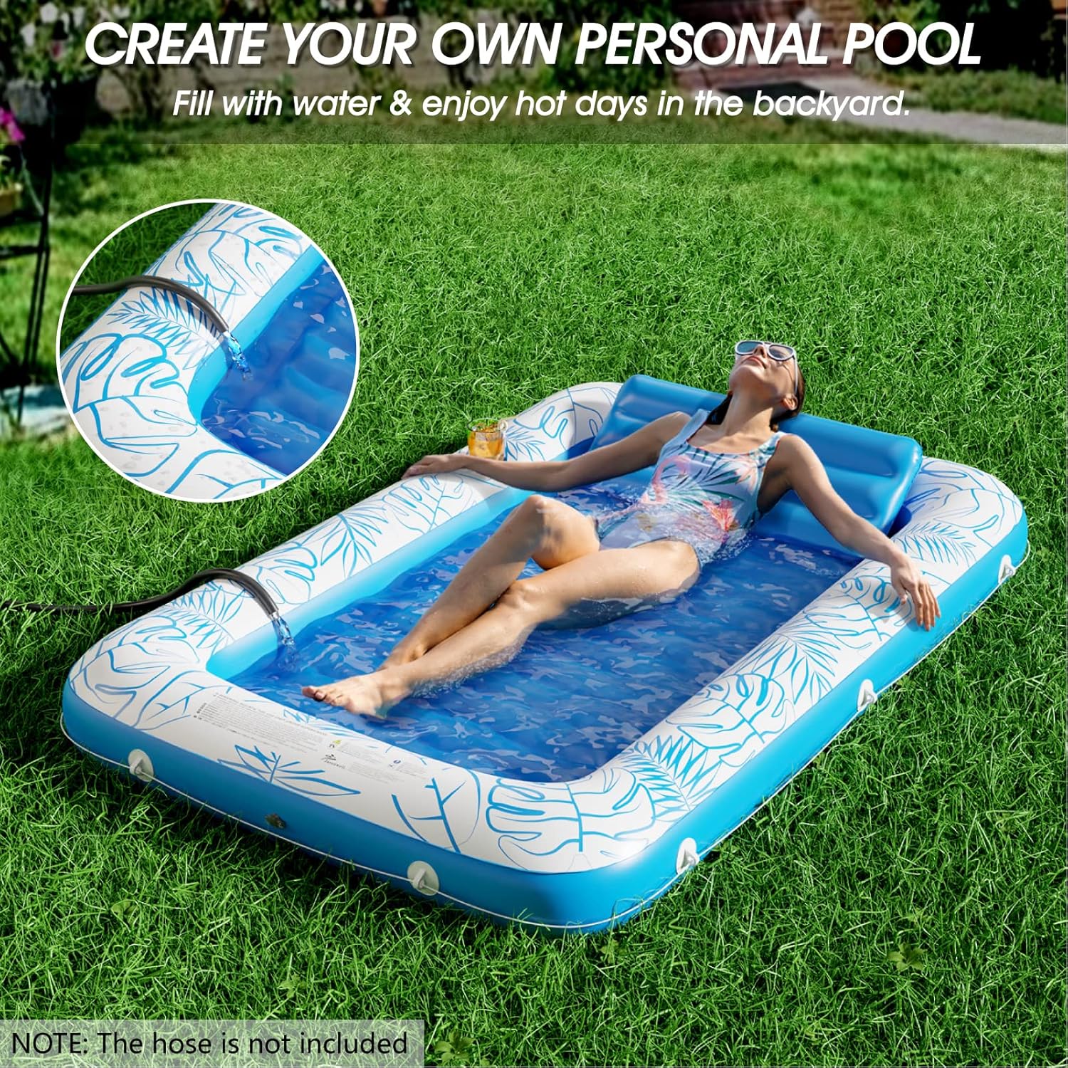 🌊 Inflatable Tanning Pool Float | 5‐in‐1 Lounger with Pillow, Cup Holder & Rope for Water/Beach ☀️