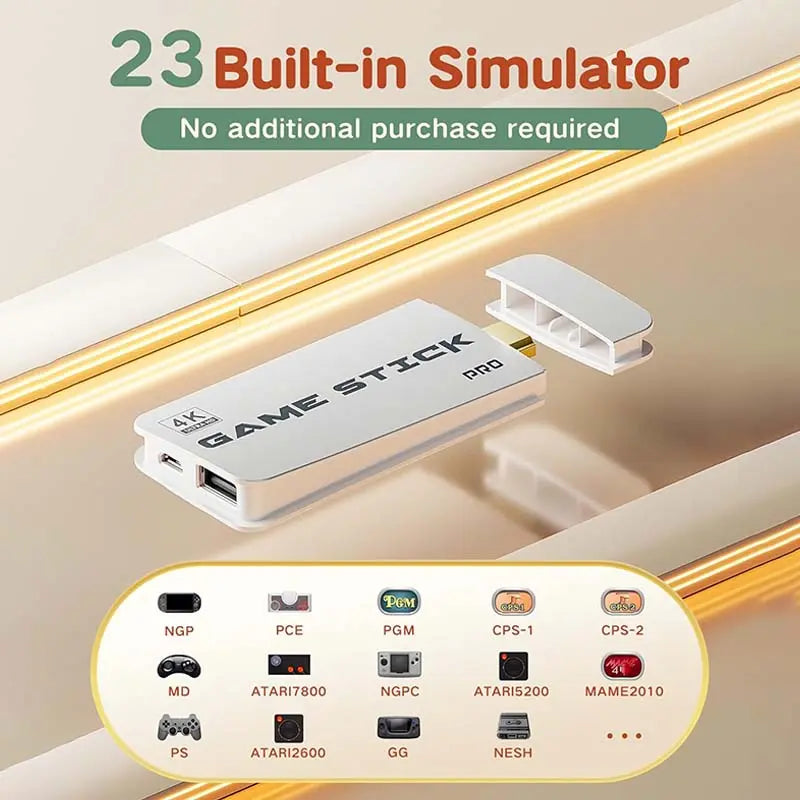 2026 Upgraded Retro Game Stick, 4K HDMI Classic Video Games, Built-in 23 Emulators, 40000+ Games, Plug and Play Video Gaming Stick with Upgrade Dual Controllers