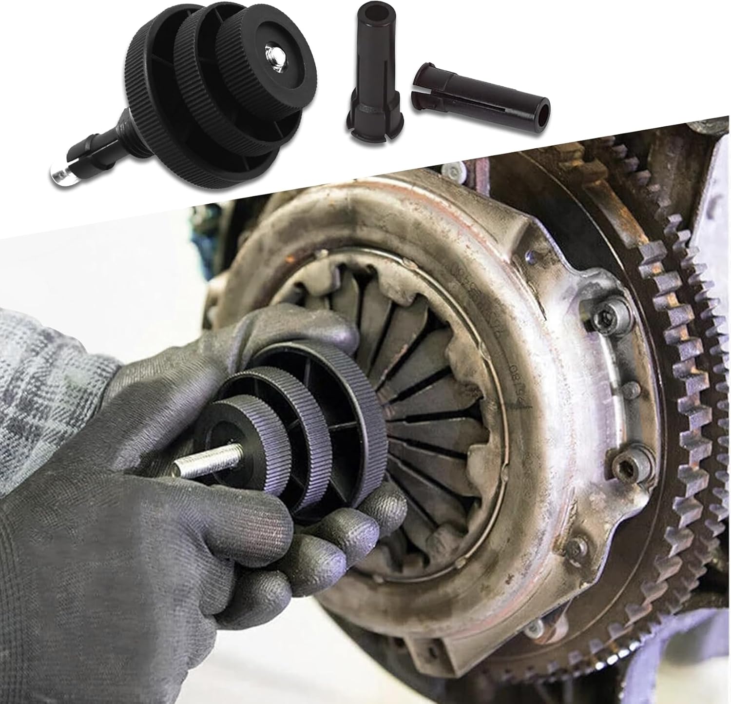 🔧 Universal Single Disc Clutch Alignment Tool with 2 Replaceable Plastic Sleeves for Cars & Light Trucks